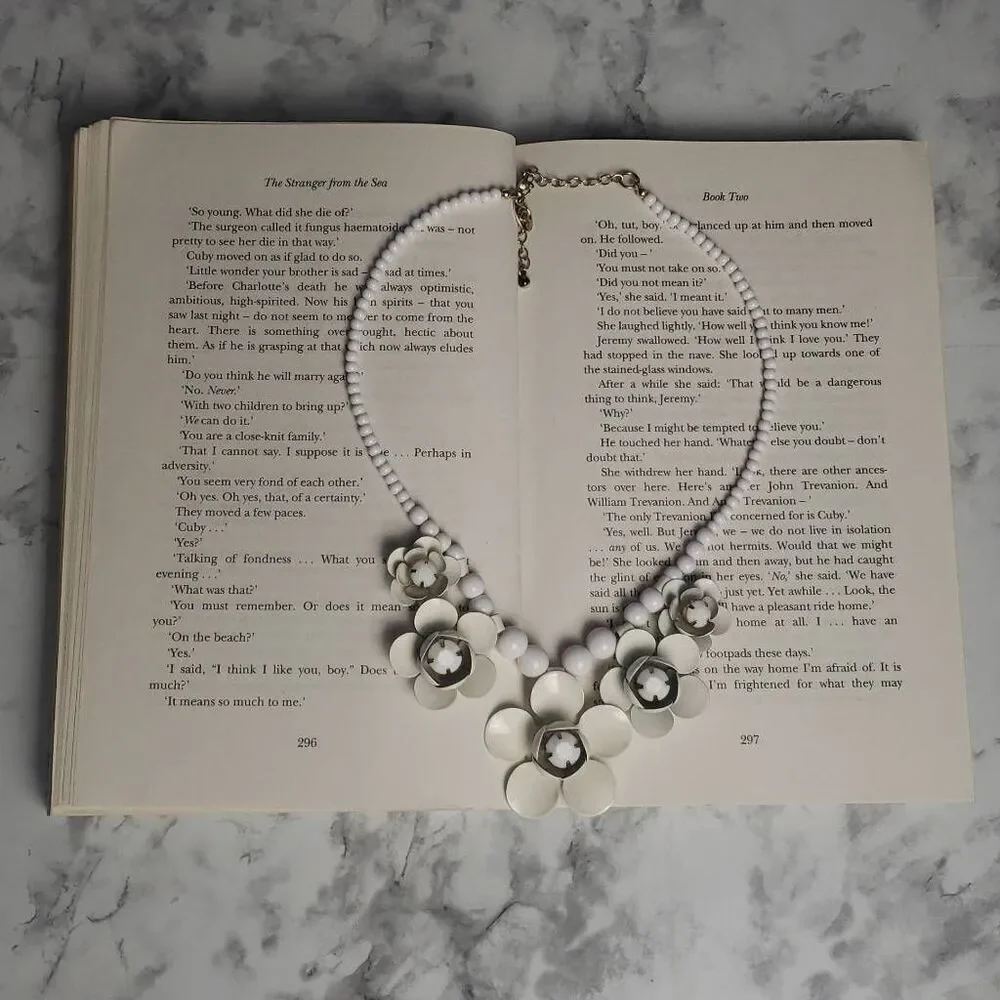 White Floral Statement Necklace